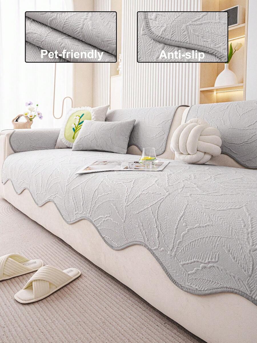 1 buah Sarung Sofa Warna Polos Sutra Es, Bahan Sejuk & Bernapas, Dapat Dicuci dengan Mesin & Tahan Pudar, Ramah Hewan Peliharaan, Tahan Lama, Cocok Untuk Sofa 1/2/3/4 Dudukan Dengan Sandaran Tangan & Sandaran Punggung - Grey - View 1