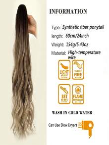 24 Inch European And American Style Drawstring Wavy Fiber Ponytail Hair Extension For Women, Everyday Wear - Multicolor - View 4