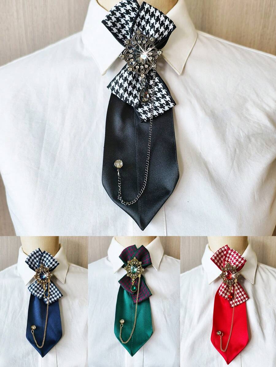 1 chiếc nơ đeo cổ unisex dành cho học sinh, thích hợp cho mùa tựu trường, với họa tiết bông tuyết, kiểu dáng thanh lịch và đẹp mắt. Nơ đeo cổ đa năng theo phong cách sinh viên dành cho nữ. - cà vạt - Xem 1