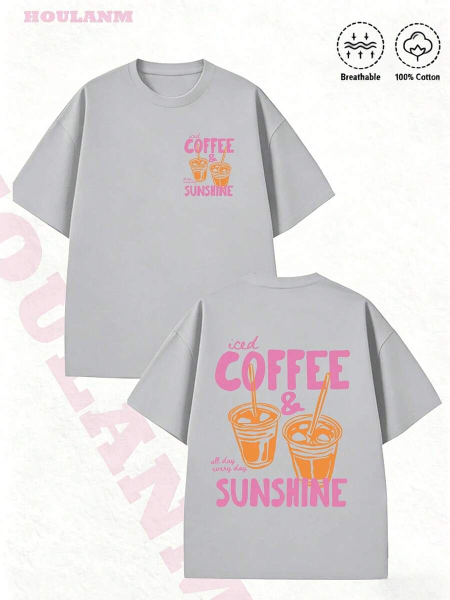 Tropicoqueta OutfitsFort Worth, Texas East. 1849 Cowboy Horse Desert Landscape Graphic T-Shirt - Casual Crew Neck Cotton Tees, Summer Breathable, Per - 淺灰色 - 查看 1