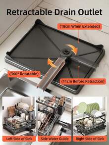 Dish and bowl rack / dish and bowl drying rack, multi-functional storage and drying function, allowing for ventilation and saving space. This is an aesthetically  and highly practical kitchen accessory. - Schwarz - Übersicht 9