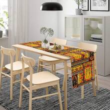 Camino de mesa africano, mantel con estampado geométrico abstracto afroamericano en negro, adecuado para decoración del hogar, cocina, mesa de comedor y fiestas - Multicolor - Ver 6