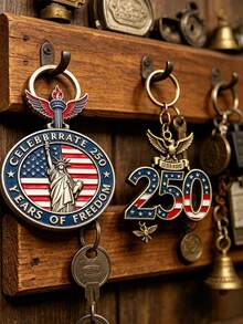3pcs/Set Independence Day Party Favors & Souvenirs - 250pcs Commemorative Keychains, Ideal For Independence Day Themed Parties - A - View 9