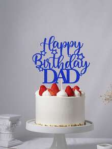 1 Tarjeta de cumpleaños con brillo para papá, una tarjeta de decoración con patrón de estrellas azul y negro para la fiesta de cumpleaños del padre. - Ver 1