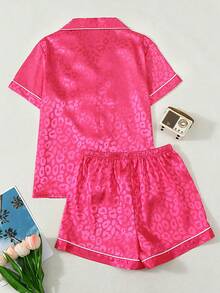 Luxurious Women's Silk Satin Pajama Set, Soft& Alluring Design, Ultimate Comfort Sleepwear, Perfect Gift For Her Or Mom - Hot Pink - View 3