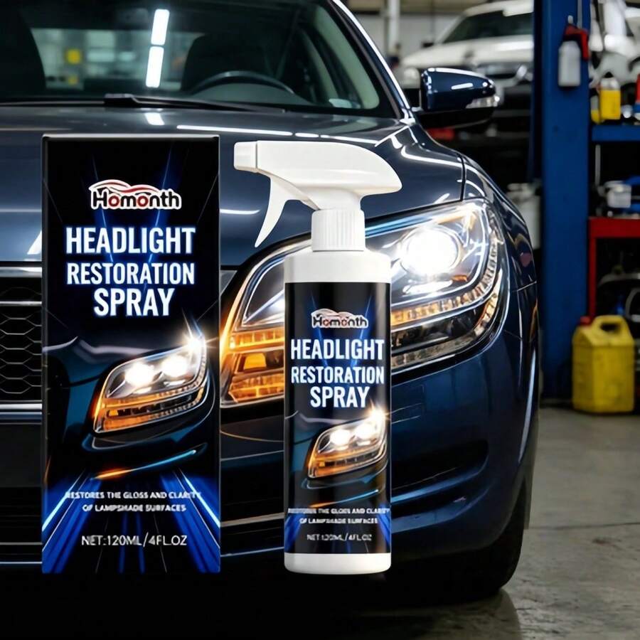 Homonth Car Headlight Care Spray, Improves Visibility Transmittance, Suitable For Automotive, Truck, All Types Of Headlights, Taillights, Turn Signal Lights Care Spray