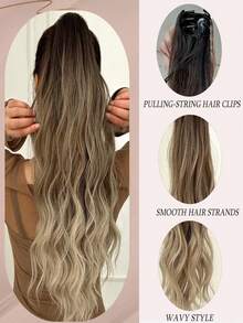 24 Inch European And American Style Drawstring Wavy Fiber Ponytail Hair Extension For Women, Everyday Wear - Multicolor - View 5