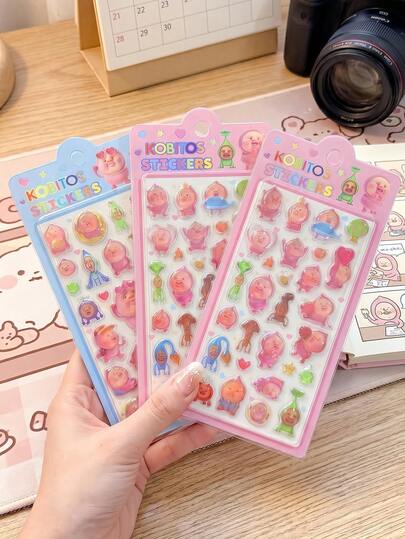 Hình dán nhựa 3D nổi họa tiết hoạt hình, hình dán trang trí thú vị cho các vật dụng giá trị cao như sổ tay của bé gái, ốp điện thoại, cốc nước.