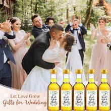 40/5个迷你婚礼葡萄酒瓶，饮料分配瓶，透明塑料空瓶，配有金色、银色和黑色螺旋盖，附赠“我们结婚了，喝一杯！”黑色标签，非常适合用作婚礼回礼、生日派对、婚礼装饰、户外派对用品。 - 透明D - 查看 12