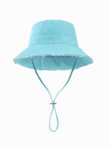 1pc Women's Drawstring Trim Bucket Hat With An Adjustable Chin Strap, Distressed Look, Perfect For Travel, Beach, Vacation, Or Everyday Casual Wear - Multicolor - View 20
