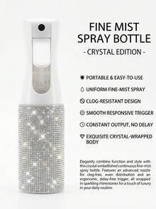 1件 200ml 水鑽高壓連續噴霧瓶，閃亮細霧噴霧瓶，可攜式高壓補水噴霧瓶，家用，奢華水鑽裝飾大容量噴霧瓶，優雅吸睛設計，舒適握感 - 白色 - 查看 6