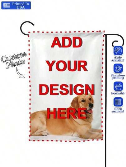 Bandera de jardín de lino personalizable de doble cara con foto o ilustración personalizada de mascota/persona, decoración del hogar, decoración exterior, decoración del patio, decoración del jardín (asta de bandera no incluida), decoración de vacaciones de verano, Navidad, recuerdos, regalos de despedida de soltera, bandera de jardín de doble cara para jardineros entusiastas, decoración de parcela de verduras, cama de flores, bandera de jardín reutilizable para anfitriones de fiestas de cumpleaños, celebración de patio trasero, decoración de eventos familiares al aire libre