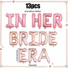 13件套新娘婚礼派对气球套装，包含16英寸“IN HER BRIDE ERA”粉色和玫瑰金混合气球，适用于新娘送礼会、婚礼、订婚派对装饰、单身派对、新娘送礼会、准新娘派对、派对装饰 - 彩色 - 查看 9