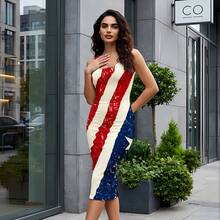 American Flag Print Women's Sexy Bodycon Patriotic Sexy Sleeveless Knee Length Bag Hip Dress Summer Beach Wear Fourth Of July Celebration Gift For Her - Multicolor - View 5