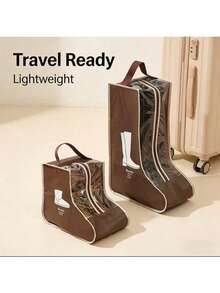 1pc/2pcs/3pcs Travel Shoe Bags, Boot Storage Bags, Dust-Proof Ankle Boot Protective Bags With Handles, Portable Waterproof Ankle Boots, Shoe Storage & Organization Bags For Men & Women (Ankle Boots) - Brown - View 5