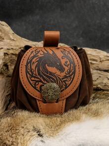 1 Túi đeo hông hình rồng thời Trung cổ, Túi dây rút kiểu Viking Vegvisir, Túi đựng xúc xắc, tiền xu, trang sức, Phụ kiện trang phục thời Phục Hưng và giả tưởng - ZSJ - Xem 4
