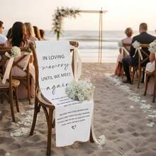 In Loving Memory Until We Meet Again Wedding Chair Sign White Linen Reserved Memorial Wedding Chair Sign Save A Seat For Someone In Heaven Reserved Seating Signs For Weddings Party 50x15 Inch-A15 - 直到我們再相會 2 - 查看 5