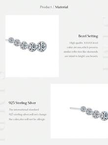 Khuyên tai đính đá CZ trong suốt hình cánh chim lấp lánh hiệu Modian bằng bạc Sterling 925, kiểu dáng đơn giản dành cho nữ, trang sức cưới cao cấp. - Bạc - Xem 8
