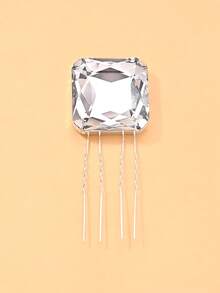 1 chiếc kẹp tóc hình vuông hình học mới, thiết kế tối giản sang trọng dành cho cô dâu. - Bạc - Xem 6