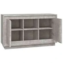 Credenza Grigio Cemento 102x35x60 cm in Legno Multistrato - Grigio - Visualizzare 5
