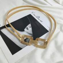 1pc Women's Gold Elastic Metal Waist Chain, Suitable For Daily Occasions And Parties, Fashion Metal Spring Waist Chain, Can Be Matched With Women's Belts, Bohemian Style Metal Buckle Waist Belt, Fashion Essential, Suitable For Commuting And Shopping - Gold - View 7