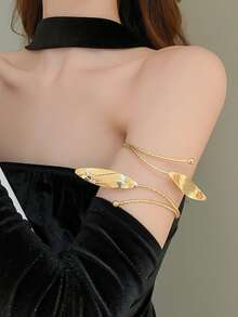 Brazalete personalizado, pulsera minimalista de moda, brazalete de metal exagerado de doble espiral y círculo de hoja de estilo punk - Brazalete - Ver 7