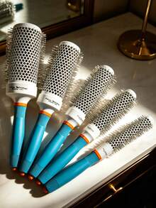 1pc Professional Ceramic Round Brush, Anti-Static Thermal Brush For Blow Drying And Heat Styling - Suitable For Salon Hair Care, Comes With 1pc Cleaning Comb [Random Color/Style] - Multicolor - View 2