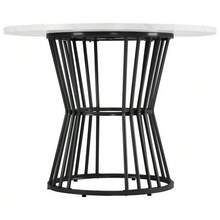 Dining Table Set (5 Pieces), Dining Table Set With 4 Chairs, Kitchen Table Set, 100cm Diameter Round Dining Table With Black Metal Legs And White MDF Tabletop, Dining Chairs Upholstered In Dark Gray Velvet. - Multicolor - View 7