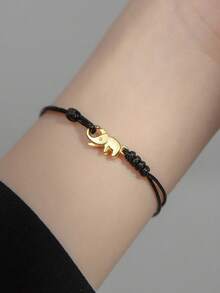 1 chiếc vòng tay hình voi dây đỏ mạ vàng bạc 925, vòng tay bùa may mắn có thể điều chỉnh, trang sức tâm linh không gây dị ứng, món quà hoàn hảo dành cho phụ nữ. - Vàng - Xem 10