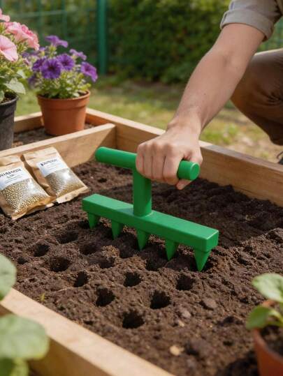 1pc Home Gardening Seeding Hole Puncher, Suitable For Balcony Garden And Potted Plants, Can Precisely Plant Vegetable And Flower Seedlings, Professional Potted Planting Equipment