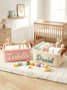 Personalized Storage Basket, Party Gift, Maternity Gift, Room Storage Box With Handle, Gift, Organizer, Aesthetic - Multicolor - View 3