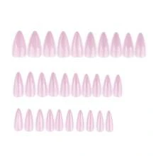 24pcs French Cat Eye Pink Floral Rhinestone Almond Nails + 1pc Jelly Gel + 1pc Nail Buffer - Multicolor - View 3