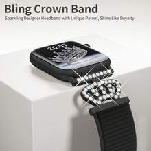 Creative Crown 单圈表带，兼容 38mm 40mm 41mm 42mm 44mm 49mm 46mm，可调节柔软表带，兼容 SE Ultra 系列 10/9/8/7/6/5/4/3/2/1，男女通用，可调节尼龙单圈弹性表带 - 閃亮 - 查看 6