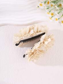 1 chiếc kẹp tóc hình hoa xếp ly kiểu Pháp, phong cách cổ điển nhẹ nhàng, phụ kiện tóc đa năng dùng hàng ngày/hẹn hò/du lịch, kẹp tóc búi cao dành cho nữ. - Màu be - Xem 3