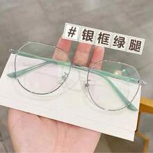 Bộ 1 gọng kính tròn nhẹ, chất lượng cao, kiểu dáng sinh viên dành cho nữ, phù hợp khi dùng máy tính, đọc sách, chơi game, xem TV, điện thoại di động, v.v., là lựa chọn lý tưởng cho phụ kiện kính mắt nữ. - 1 mảnh bạc màu xanh lam - Xem 16
