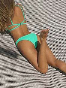New Arrival Women's Sexy Low Waist Triangle Bikini Two Pieces Swimwear, Vacation Style Beach Elegant Summer - Mint Green - View 2
