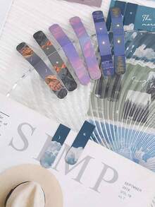 2pcs/Set Mini Magnetic Bookmarks, Romantic Landscape Magnetic Bookmarks, Forest, Clouds And Sunset Landscape Prints, Azure Sky Forest Mini Page Clip Bookmarks, School Office Page Clip Bookmark Holder, Book Lover Supplies Back To School Unique Reading - Multicolor - View 3