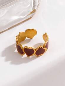 1 chiếc nhẫn hình trái tim tối giản bằng thép không gỉ mạ vàng 18K, thích hợp cho nữ giới đeo hàng ngày, dự tiệc, làm quà tặng ngày Valentine. - Nhiều màu - Xem 7