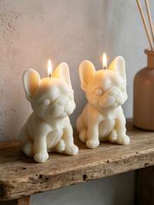 3D斗牛犬硅胶蜡烛模具，可爱斗犬和巴哥犬造型模具，DIY香薰蜡烛、肥皂、石膏和环氧树脂浇铸模具，动物工艺摆件家居装饰礼品模具 - 白色矽膠模具 - 查看 1