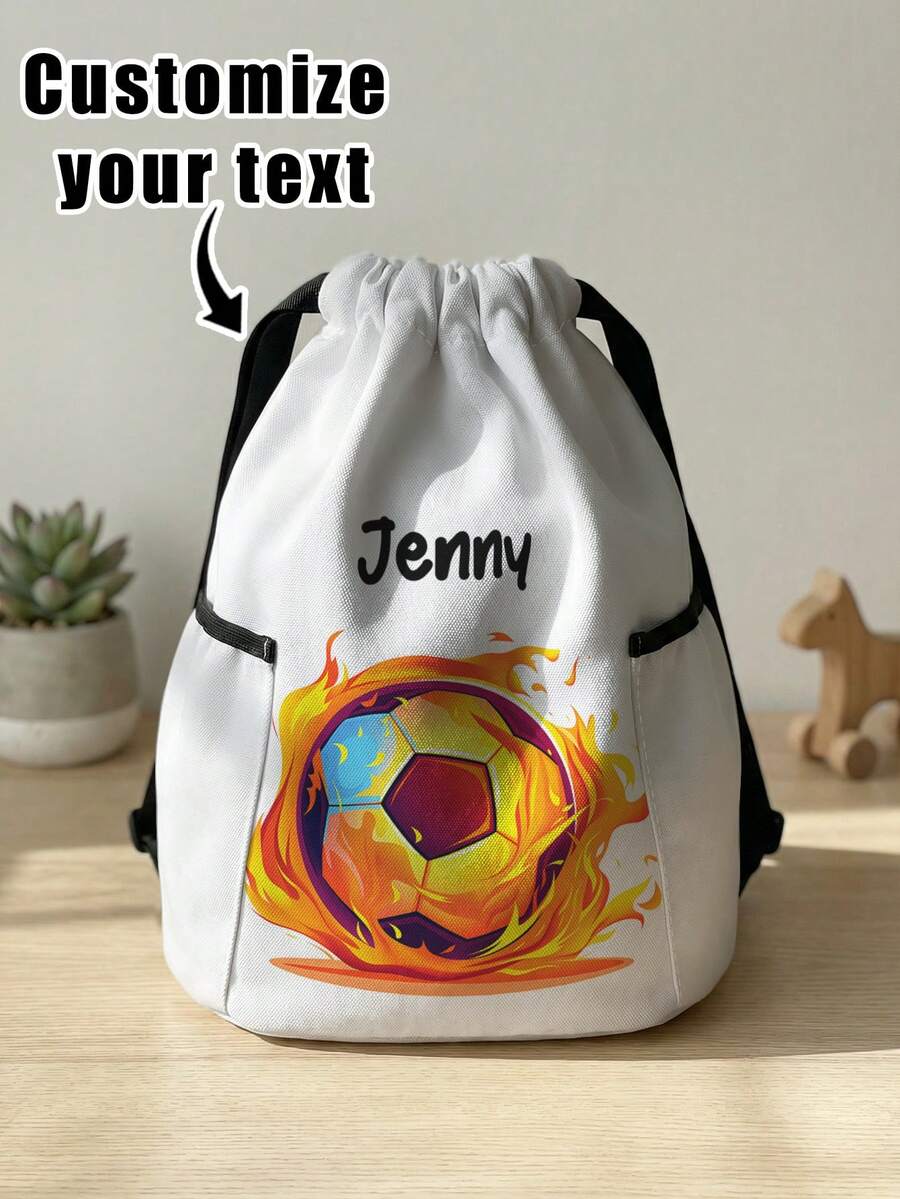 1pc Customized Name Cartoon Pattern Drawstring Backpack, Sports Bag With Pockets, Can Be Customized According To Your Unique Design, Back To School Gift, Perfect For Kids, Boys, Girls, Print Your Own Name Or Print Sister And Classmate's Name As A Gift To Give To Others - Multicolor - View 1