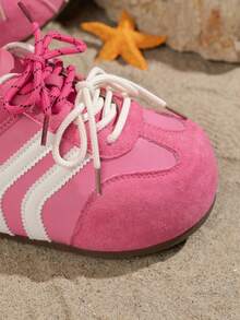 Retro Backless Slip-On Shoes, Lace-Up, Platform Wedge, Fashion, Comfortable & Versatile, Suitable For Casual Daily Wear In Summer - Pink - View 9