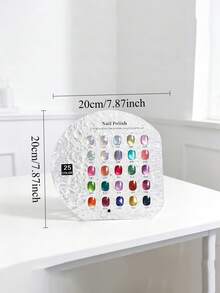 1pc 25-Color Asymmetrical Wave Pattern Acrylic Nail Polish Display Board, Used To Showcase Nail Art, Compare Gel/Polish Effects, And Test Nail Colors. This Nail Color Palette Has Large Capacity To Store Fake Nail Samples. - Multicolor - View 6