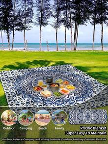 1pc New Waterproof Anti-Sand Digital Printed Beach/Picnic Mat, Fashionable And Fresh Pattern, Suitable For Outdoor Camping And Picnics - A - View 6