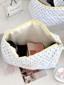 Personalized Custom 2026 New Lemon Polka Dot Makeup Bag Summer Fresh Stylish Versatile Large Capacity Handheld Travel Kit Niche Design Gift - Multicolor - View 5