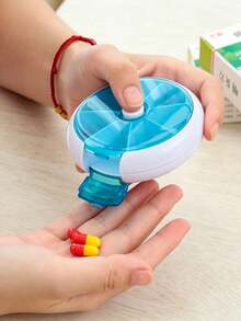 7格便攜式迷你藥盒，防潮防漏，旋轉式藥瓶分藥器，適用於維生素、和魚油，隔層藥盒，適合旅行與日常使用，適用於學生、長輩和旅人，旅行必備 - 彩色 - 查看 4