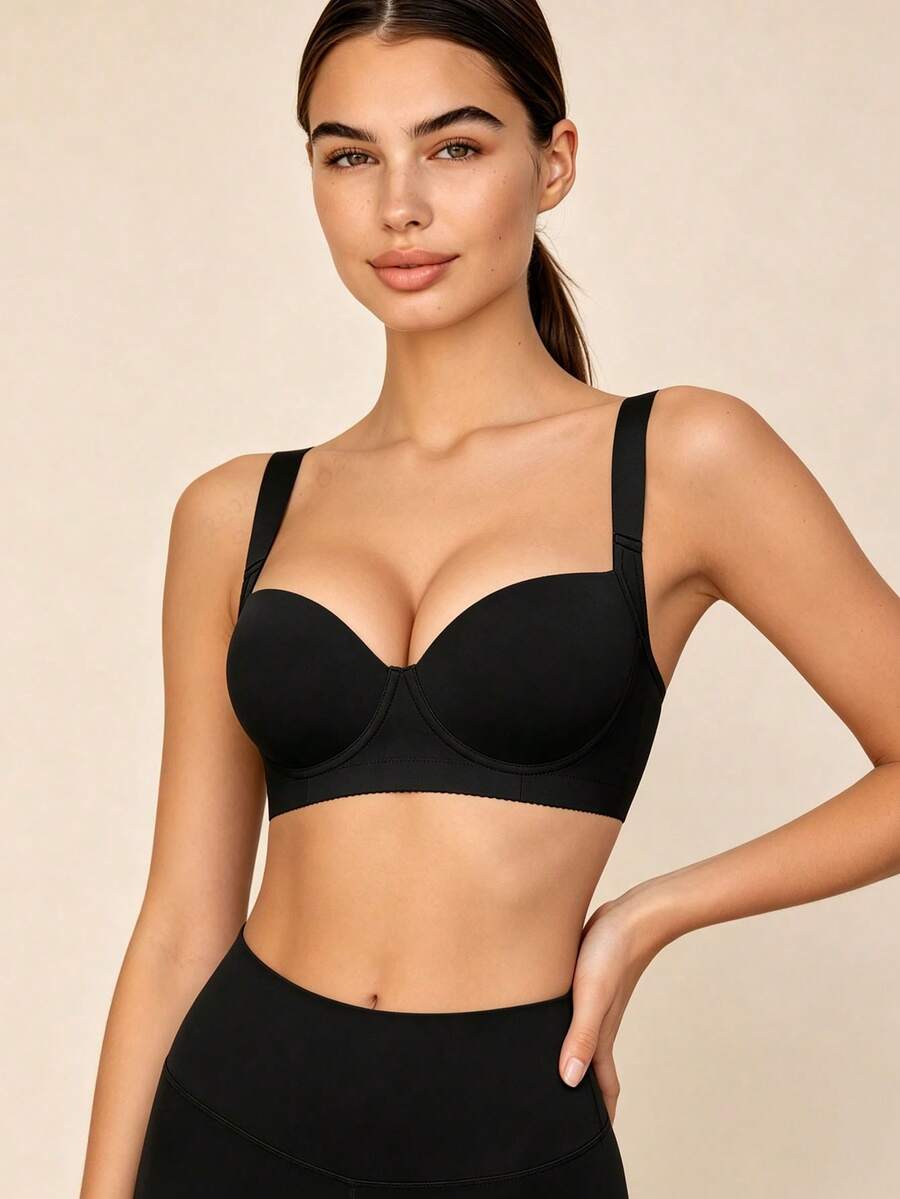 Áo ngực Peach Girl màu đen, thoải mái, đồ lót nữ, áo ngực nâng đỡ, phù hợp để mặc hàng ngày.