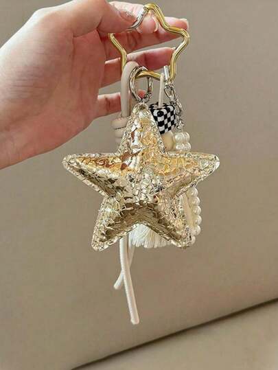 Blogger Shared Personalized Car Key Chain, DIY Key Chain, Key Pendant, Heart And Star Shaped Pendant, Backpack Pendant, Handmade Woven Key Chain, Bag Charm, Backpack Decoration