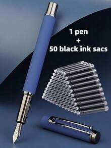 51 Set/(1 Kugelschreiber + 50 Ersatzpatronen) hochwertiger eleganter Metallfüller, verschiedene Farben erhältlich, matte Textur, angenehmes Schreiben, geeignet für tägliches Schreiben, Schule, Büro, Geschäftsunterschriften, Geschenke, Feiertagsgeschenke - 51-teiliges Set - Übersicht 15