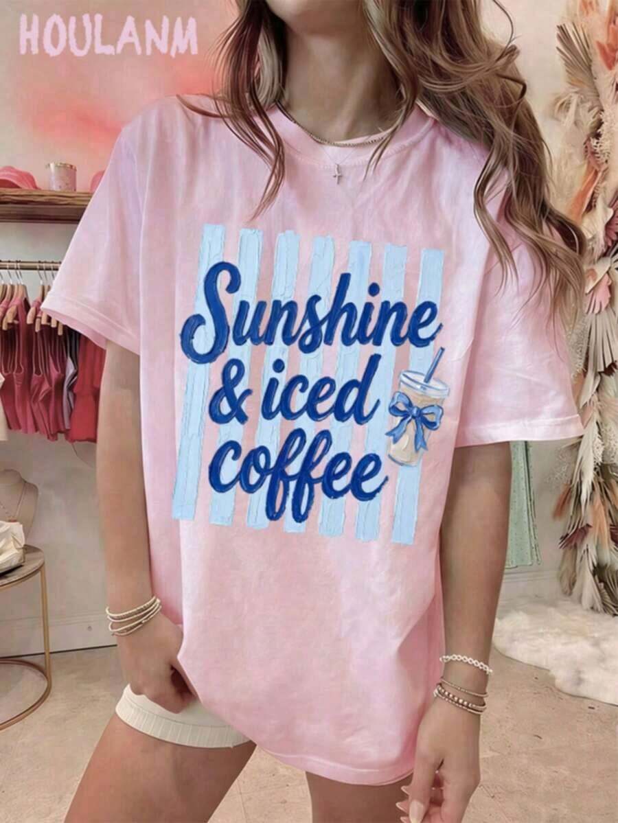 Tropicoqueta OutfitsFort Worth, Texas East. 1849 Cowboy Horse Desert Landscape Graphic T-Shirt - Casual Crew Neck Cotton Tees, Summer Breathable, Per - 嬰兒粉 4 - 查看 1
