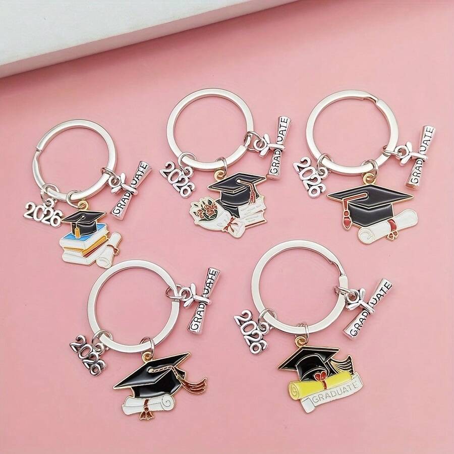 5pcs Graduation Keychains Perfect For Graduation Season Gifts. It Is An Ideal Choice For Decorating Backpacks And Also Suitable As A Party Gift - Multicolor - View 1